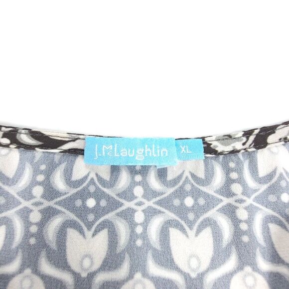 J MCLAUGHLIN Hortense Cottagecore Tiered Midi Dress Black Cream Boho Print XL - Picture 2 of 6